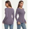 image:imageWiWi Womens Long Raglan Sleeve Tops Casual Viscose from Bamboo Loungewear Crew Neck Tunic Tops Soft Women Shirt SXXLBpurplish Grey