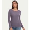 image:imageWiWi Womens Long Raglan Sleeve Tops Casual Viscose from Bamboo Loungewear Crew Neck Tunic Tops Soft Women Shirt SXXLBpurplish Grey