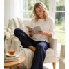 image:imageWiWi Womens Pajama Pants Bamboo Viscose Super Soft Wide Leg Palazzo Lounge Yoga Cooling Sleep Bottoms with Pockets SXXLAnavy