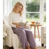 image:imageWiWi Womens Pajama Pants Bamboo Viscose Super Soft Wide Leg Palazzo Lounge Yoga Cooling Sleep Bottoms with Pockets SXXLAviolet