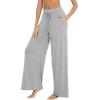 image:imageWiWi Womens Pajama Pants Bamboo Viscose Super Soft Wide Leg Palazzo Lounge Yoga Cooling Sleep Bottoms with Pockets SXXLBheather Grey