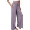 image:imageWiWi Womens Pajama Pants Bamboo Viscose Super Soft Wide Leg Palazzo Lounge Yoga Cooling Sleep Bottoms with Pockets SXXLBviolet