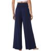 image:imageWiWi Womens Pajama Pants Bamboo Viscose Super Soft Wide Leg Palazzo Lounge Yoga Cooling Sleep Bottoms with Pockets SXXLDblacknavy