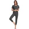 image:imageWiWi Womens Pajama Set Viscose from Bamboo Short Sleeve Tunic Top Capri Leggings Cooling Sleepwear Super Soft Pjs SXXLCharcoal Heather