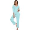 image:imageWiWi Womens Pajamas Set Loungewear Bamboo from Viscose 34 Sleeve Tops and Soft Pants Set with Pocket SXXLAqua