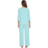 image:imageWiWi Womens Pajamas Set Loungewear Bamboo from Viscose 34 Sleeve Tops and Soft Pants Set with Pocket SXXLAqua