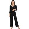 image:imageWiWi Womens Pajamas Set Loungewear Bamboo from Viscose 34 Sleeve Tops and Soft Pants Set with Pocket SXXLBlack