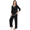image:imageWiWi Womens Pajamas Set Loungewear Bamboo from Viscose 34 Sleeve Tops and Soft Pants Set with Pocket SXXLBlack