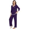 image:imageWiWi Womens Pajamas Set Loungewear Bamboo from Viscose 34 Sleeve Tops and Soft Pants Set with Pocket SXXLDark Purple