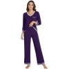 image:imageWiWi Womens Pajamas Set Loungewear Bamboo from Viscose 34 Sleeve Tops and Soft Pants Set with Pocket SXXLDark Purple