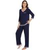 image:imageWiWi Womens Pajamas Set Loungewear Bamboo from Viscose 34 Sleeve Tops and Soft Pants Set with Pocket SXXLNavy