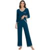 image:imageWiWi Womens Pajamas Set Loungewear Bamboo from Viscose 34 Sleeve Tops and Soft Pants Set with Pocket SXXLPeacock Blue