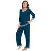 image:imageWiWi Womens Pajamas Set Loungewear Bamboo from Viscose 34 Sleeve Tops and Soft Pants Set with Pocket SXXLPeacock Blue