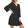 image:imageWiWi Womens Robes Soft 34 Sleeve Kimono Bathrobe Maternity Robe Casual Viscose from Bamboo Sleepwear SXXLBlack