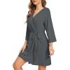 image:imageWiWi Womens Robes Soft 34 Sleeve Kimono Bathrobe Maternity Robe Casual Viscose from Bamboo Sleepwear SXXLCharcoal