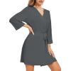 image:imageWiWi Womens Robes Soft 34 Sleeve Kimono Bathrobe Maternity Robe Casual Viscose from Bamboo Sleepwear SXXLCharcoal