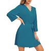 image:imageWiWi Womens Robes Soft 34 Sleeve Kimono Bathrobe Maternity Robe Casual Viscose from Bamboo Sleepwear SXXLDark Teal