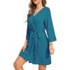 image:imageWiWi Womens Robes Soft 34 Sleeve Kimono Bathrobe Maternity Robe Casual Viscose from Bamboo Sleepwear SXXLDark Teal