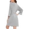 image:imageWiWi Womens Robes Soft 34 Sleeve Kimono Bathrobe Maternity Robe Casual Viscose from Bamboo Sleepwear SXXLHeather Grey