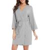 image:imageWiWi Womens Robes Soft 34 Sleeve Kimono Bathrobe Maternity Robe Casual Viscose from Bamboo Sleepwear SXXLHeather Grey