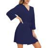 image:imageWiWi Womens Robes Soft 34 Sleeve Kimono Bathrobe Maternity Robe Casual Viscose from Bamboo Sleepwear SXXLNavy