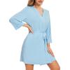 image:imageWiWi Womens Robes Soft 34 Sleeve Kimono Bathrobe Maternity Robe Casual Viscose from Bamboo Sleepwear SXXLPale Blue
