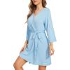 image:imageWiWi Womens Robes Soft 34 Sleeve Kimono Bathrobe Maternity Robe Casual Viscose from Bamboo Sleepwear SXXLPale Blue