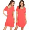 image:imageWiWi Bamboo Viscose Nightgowns for Women Short Sleeve V Neck Sleepwear Super Soft Sleep Dress Cool Plus Size Nightshirt S4XAcoral