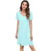 image:imageWiWi Bamboo Viscose Nightgowns for Women Super Soft Short Sleeve V Neck Sleep Dress Cooling Plus Size Lounge Sleepwear S4XAqua