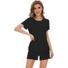 image:imageWiWi Bamboo Viscose Womens Pajama Sets Tshirt amp Sleep Shorts Loungewear Set Soft 2 Piece Pjs Summer Cooling Sleepwear SXXLBlack