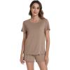 image:imageWiWi Bamboo Viscose Womens Pajama Sets Tshirt amp Sleep Shorts Loungewear Set Soft 2 Piece Pjs Summer Cooling Sleepwear SXXLCamel