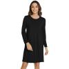 image:imageWiWi Long Sleeve Bamboo Viscose Nightgowns for Women Soft Cooling Lightweight Sleep Night Dress for Women Sleepwear SXXLAblack