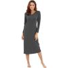 image:imageWiWi Nightgowns for Women Super Soft Viscose from Bamboo Long Sleeve Nightshirts Cooling Sleepwear Plus Size Nightshirts S3XCharcoal Grey