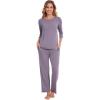 image:imageWiWi Pajamas Set for Women 34 Sleeve Top and Pants Viscose from Bamboo Lounge Set Soft Sleepwear Pjs with Pockets SXXLViolet