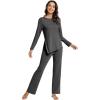 image:imageWiWi Pajamas Set for Women Super Soft Long Sleeve Pj Cooling Sleepwear Lounge Sets Loungewear Viscose from Bamboo SXXLAcharcoal Heather