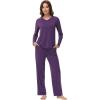image:imageWiWi Pajamas Sets for Women Soft Long Sleeve Tops and Pants Sleepwear Ladies Pjs Viscose from Bamboo Pj SXXLEdark Purple