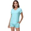 image:imageWiWi Pajamas for Women Bamboo Viscose Vneck Pajama Sets Soft Short Sleeve Nightwear with Pockets SXXLAqua