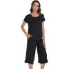 image:imageWiWi Pajamas for Women Viscose from Bamboo Short Sleeve Top and Capri Pants Pajama Set Soft Lounge Pj Sets Nightwear SXXLBlack