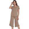 image:imageWiWi Pajamas for Women Viscose from Bamboo Short Sleeve Top and Capri Pants Pajama Set Soft Lounge Pj Sets Nightwear SXXLCamel