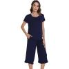 image:imageWiWi Pajamas for Women Viscose from Bamboo Short Sleeve Top and Capri Pants Pajama Set Soft Lounge Pj Sets Nightwear SXXLNavy