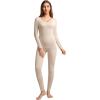 image:imageWiWi Soft Underwear for Women Thermal Long Johns Sets Super Warm Base Layer Top Pants Pajamas Set Viscose from Bamboo S3XBoatmeal Heather