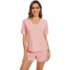 image:imageWiWi Soft Viscose from Bamboo Pajamas for Women Summer Short Sleeve Top with Shorts Pajama Set Pjs SXXLPeach Pink