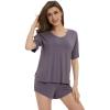 image:imageWiWi Soft Viscose from Bamboo Pajamas for Women Summer Short Sleeve Top with Shorts Pajama Set Pjs SXXLPurplish Grey