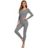 image:imageWiWi Thermal Underwear Set for Women Long Johns Sets Soft Base Layer Pajama Thermals Warm Top amp Bottom SXXLGrey