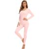 image:imageWiWi Thermal Underwear Set for Women Long Johns Sets Soft Base Layer Pajama Thermals Warm Top amp Bottom SXXLPink