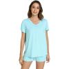 image:imageWiWi Viscose from Bamboo Pajamas for Women Loose Comfy Two Pieces Pj Set Top and Shorts Loungewear SXXLAqua