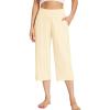 image:imageWiWi Womens Bamboo Viscose Super Soft Capri Wide Leg Yoga Pants Capris Sweatpants Lounge Bottoms with Pockets SXXLLight Beige