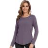 image:imageWiWi Womens Long Raglan Sleeve Tops Casual Viscose from Bamboo Loungewear Crew Neck Tunic Tops Soft Women Shirt SXXLAdark Purplish Grey