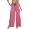 image:imageWiWi Womens Pajama Pants Bamboo Viscose Super Soft Wide Leg Palazzo Lounge Yoga Cooling Sleep Bottoms with Pockets SXXLBpale Violet Red