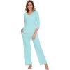 image:imageWiWi Womens Pajamas Set Loungewear Bamboo from Viscose 34 Sleeve Tops and Soft Pants Set with Pocket SXXLAqua